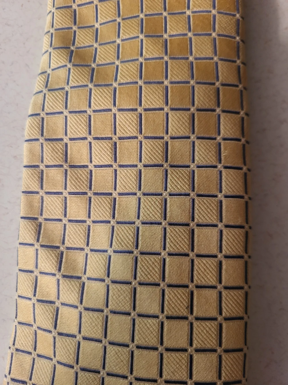 Nautica Yellow Grid Pattern Silk Tie